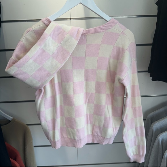 Andy and Evan. Pink and Cream Buttoned Checkered Sweater Size 16 - Picture 2 of 3